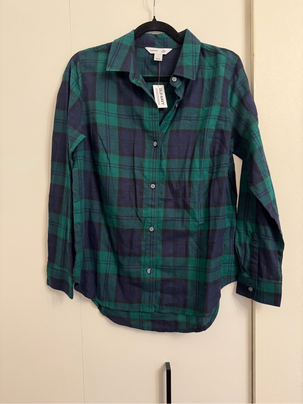 Old Navy Green and Navy Plaid Flannel Shirt NWT - Picture 1 of 4